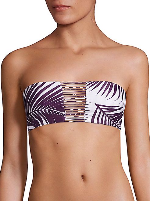 MIKOH SWIMWEAR - Sunset Palm Leaf Print Bandeau Bikini Top