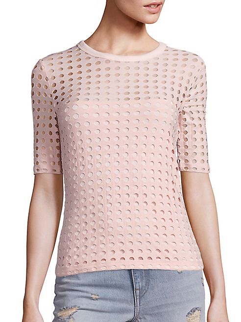 T by Alexander Wang - Circular Hole Jacquard Short Sleeve Tee