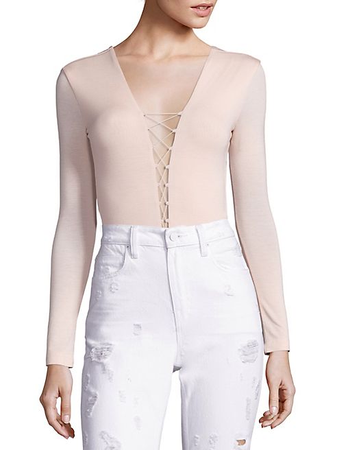 T by Alexander Wang - Lace-Up Long Sleeve Bodysuit