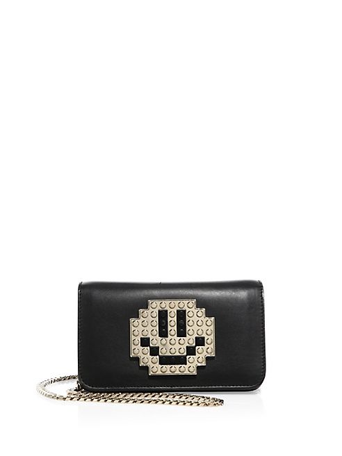 Les Petits Joueurs - Micro Janis Smiley Face Leather Chain Shoulder Bag