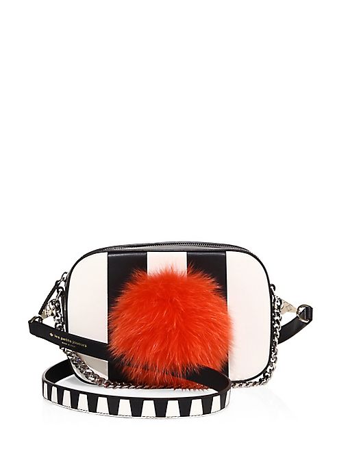 Les Petits Joueurs - Roy Bunny Fox Fur Pom-Pom & Leather Camera Bag