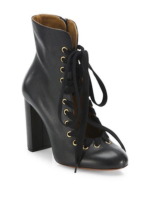 Chloé - Miles Whipstitch Leather Block Heel Booties