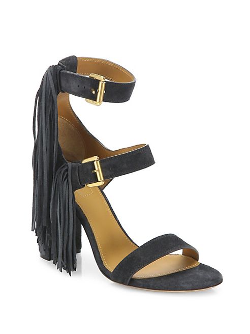 Chloé - Maya Tasseled Suede Block Heel Sandals