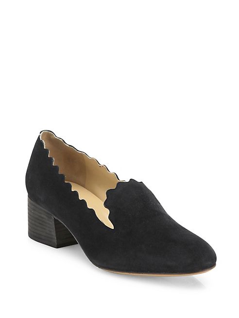 Chloé - Lauren Scalloped Suede Loafers