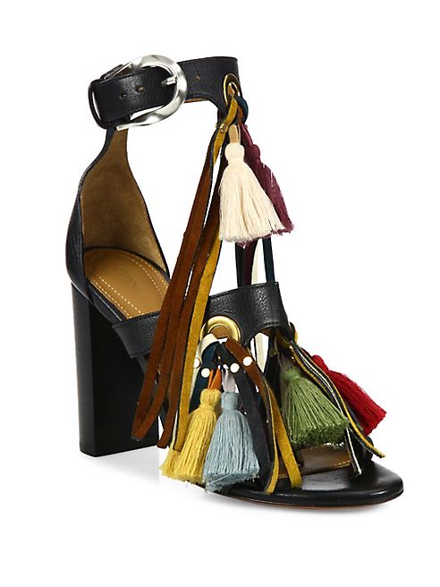 Chloé - Miki Tassel Leather Block-Heel Sandals