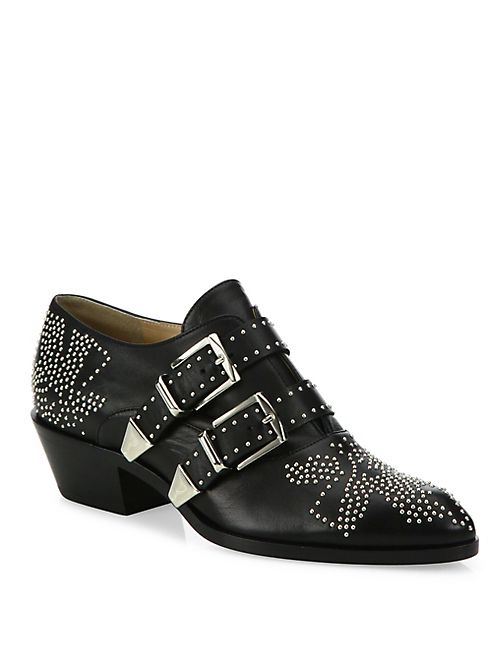 Chloé - Susanna Studded Leather Loafer Booties