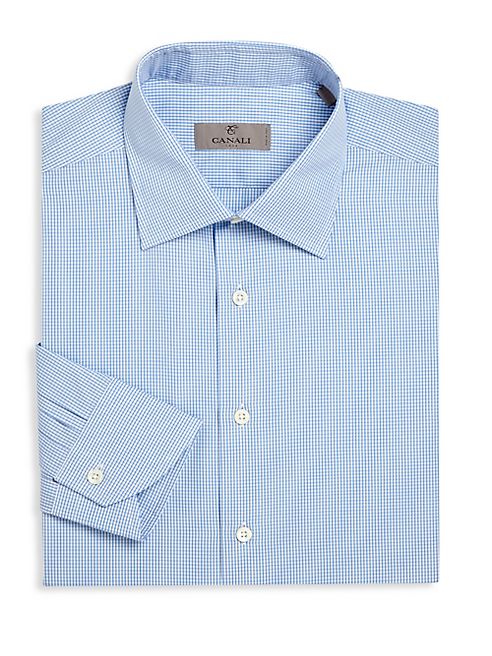 Canali - Regular-Fit Micro Checked Dress Shirt