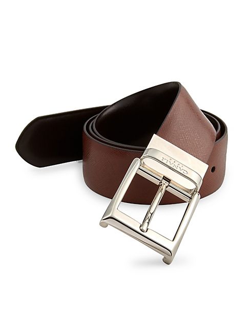 Canali - Reversible Textured   Leather Belt