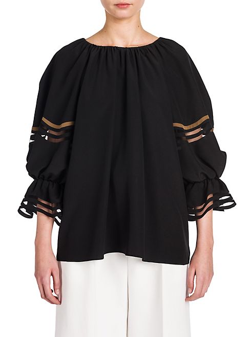 Fendi - Ruffle-Detail Silk Crepe de Chine Blouse