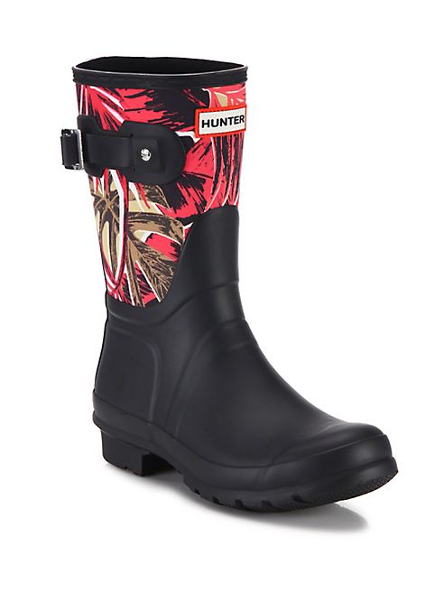 Hunter - Original Short Jungle-Print Canvas & Rubber Rain Boots