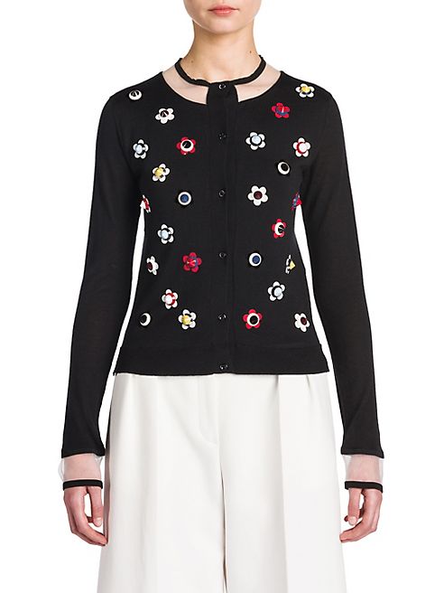 Fendi - Flower Stud-Detail Cashmere & Silk Cardigan