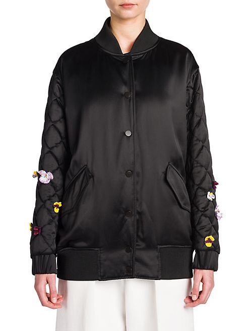 Fendi - Emroidered Satin Bomber Jacket