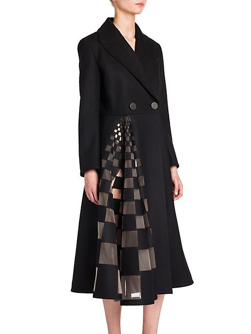 Fendi - Grid Tulle-Inlay Wool & Cashmere Fleece Coat