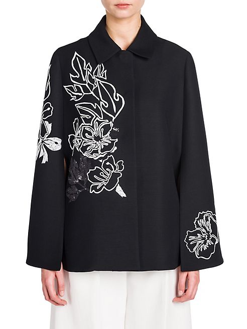 Fendi - Sequin Embroidered Wool & Silk Cape Jacket