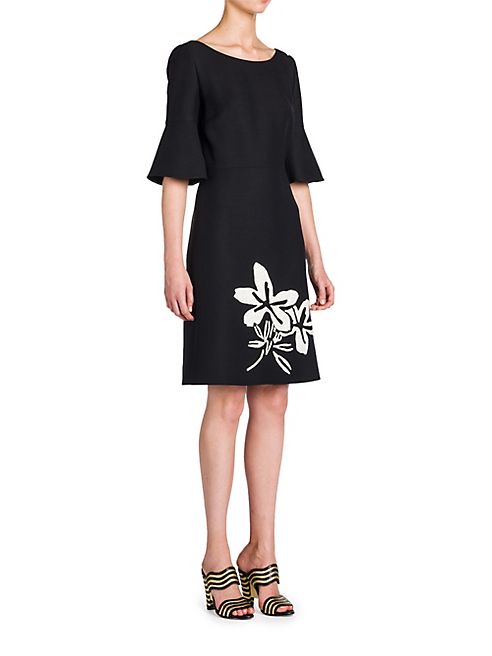 Fendi - Flared-Sleeve Embroidered Dress