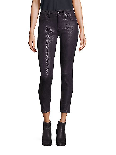 7 For All Mankind - Metallic Snakeskin Skinny Jeans