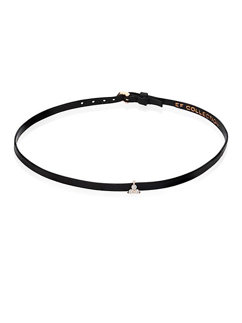 EF Collection - Mini Diamond Trio Leather Choker