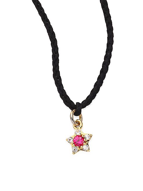 Elizabeth and James - Bassa Ruby & White Topaz Star Necklace