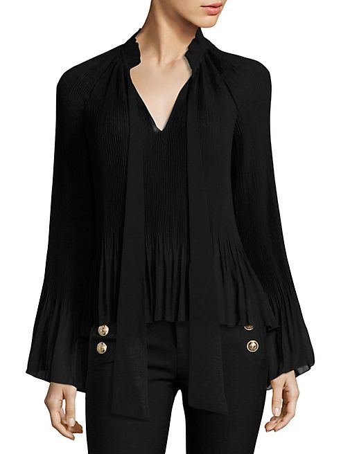 Derek Lam 10 Crosby - Neck-Tie Pleated Blouse