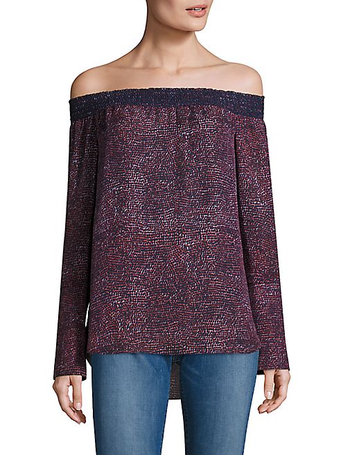 Derek Lam 10 Crosby - Silk Off-The-Shoulder Printed Blouse