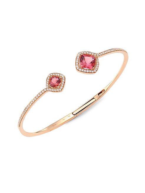 Hueb - Spectrum Diamond, Tourmaline & 18K Rose Gold Open Bangle