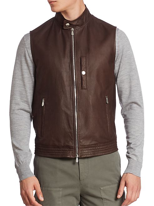 Brunello Cucinelli - Bomber Style Lamb Leather Vest