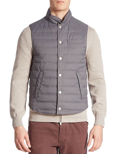 Brunello Cucinelli - Quilted Wool & Silk Blend Vest