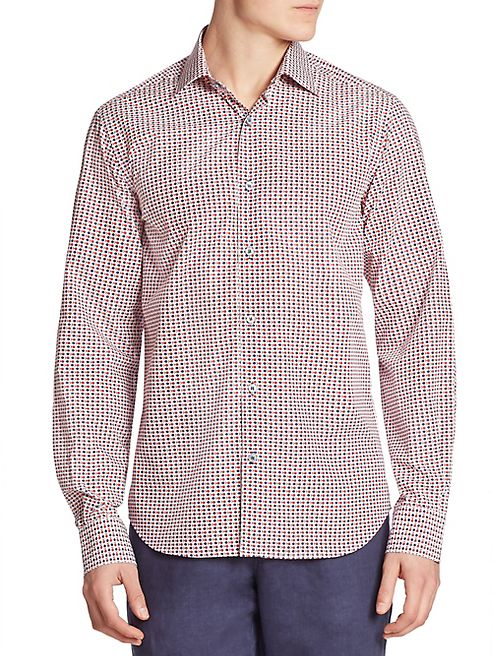 Saks Fifth Avenue Collection - Fish-Print Regular-Fit Shirt