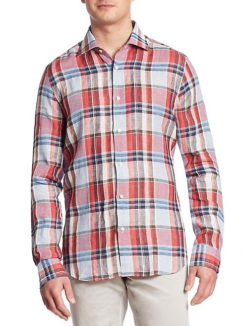 Saks Fifth Avenue Collection - Plaid Linen Shirt