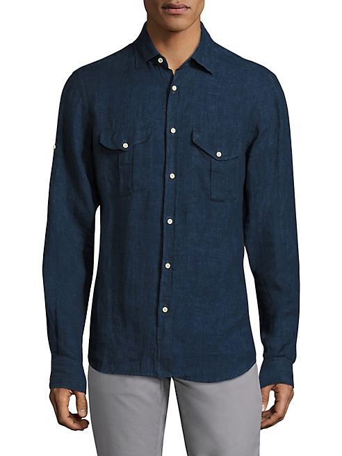 Saks Fifth Avenue Collection - Long Sleeves Linen Shirt