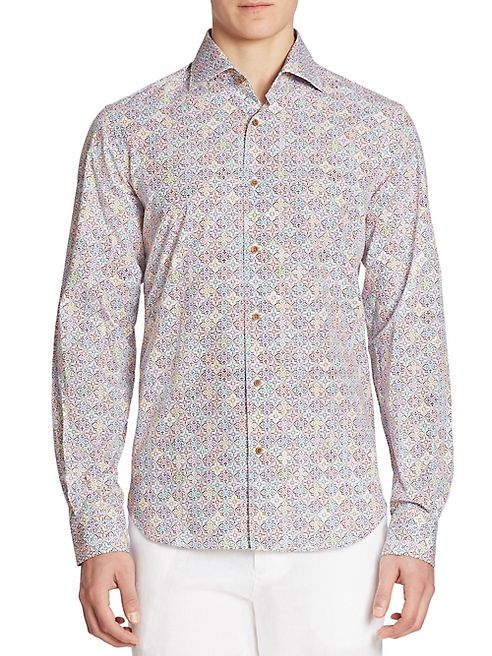 Saks Fifth Avenue Collection - Moroccan Tile-Print Linen Shirt