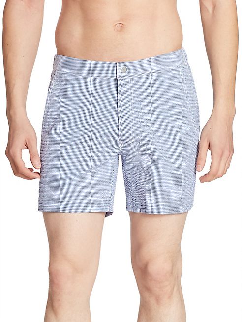 Saks Fifth Avenue Collection - Gingham-Checkered Swim Trunks