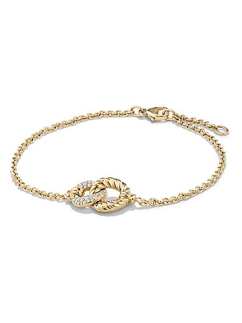 David Yurman - Belmont Curb Link Pendant Bracelet with Diamonds in 18K Gold