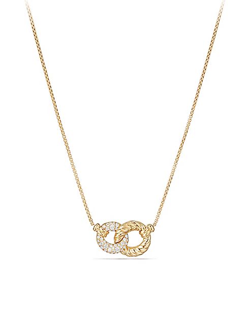 David Yurman - Belmont Extra-Small Double Curb Link Necklace with Diamonds in 18K Gold