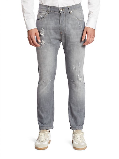 Brunello Cucinelli - Straight-Fit Distressed Denim Jeans