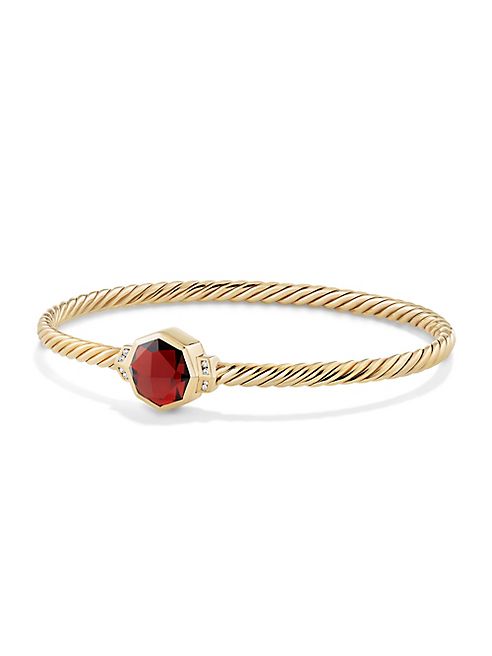 David Yurman - Guilin Octagon Bracelet with Garnet and Diamonds in 18K Gold