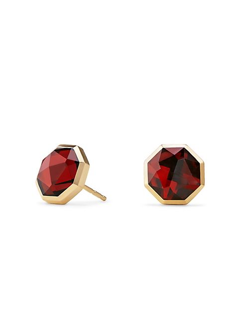 David Yurman - Guilin Octagon Earrings with Garnet in 18K Gold