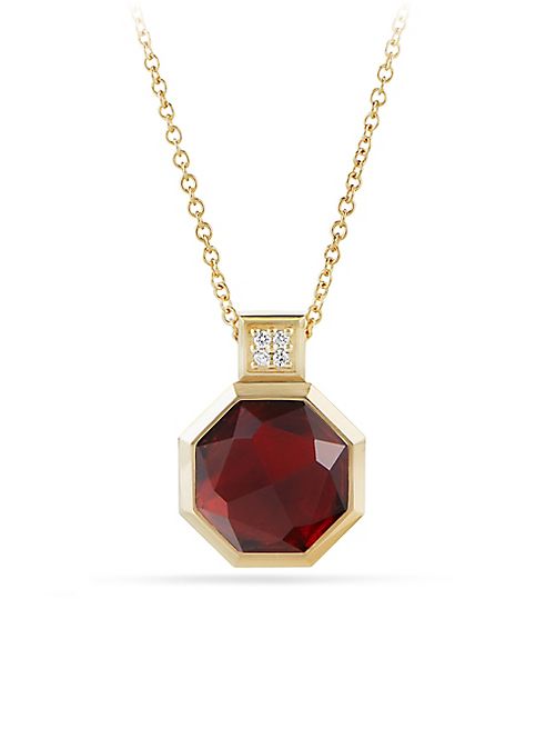 David Yurman - Guilin Octagon Pendant Necklace with Garnet and Diamonds in 18K Gold