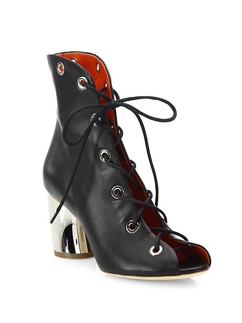 Proenza Schouler - Metal-Heel Leather Lace-Up Booties