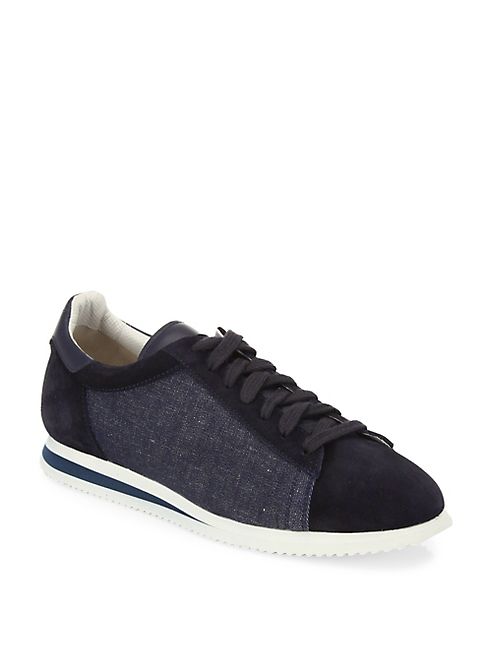 Brunello Cucinelli - Suede & Denim Ares Runner Sneakers