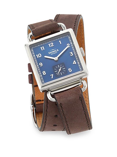 Shinola - The Cass Mother-Of-Pearl, Stainless Steel & Double-Wrap Leather Strap Watch