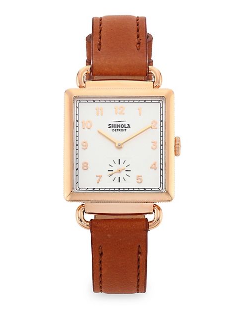 Shinola - The Cass PVD Rose Goldtone Stainless Steel & Leather Strap Watch