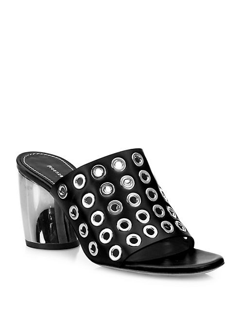 Proenza Schouler - Metal-Heel Eyelet Leather Mules