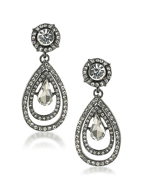 ABS by Allen Schwartz Jewelry - Set In Stone Crystal Double Teardrop Earrings