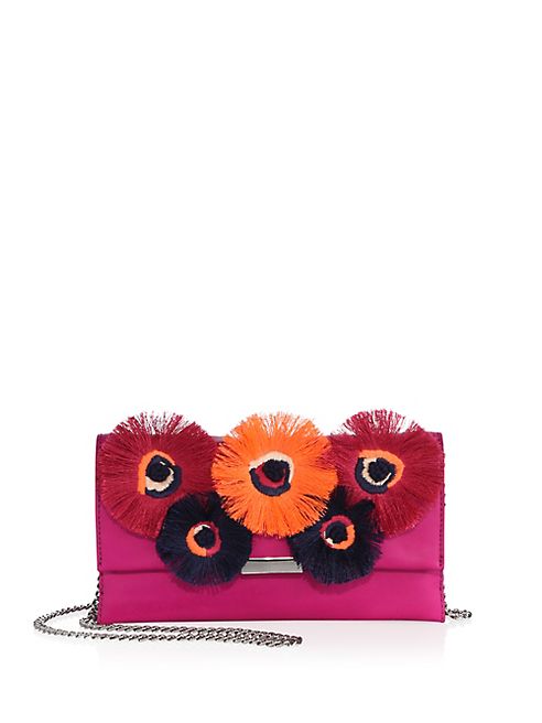 Loeffler Randall - Floral-Embroidered Suede Tab Clutch