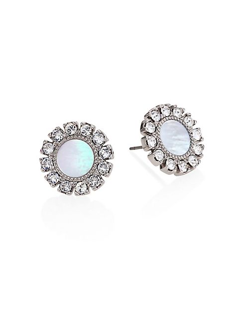 Tory Burch - Deco Flower Crystal & Mother-Of-Pearl Stud Earrings