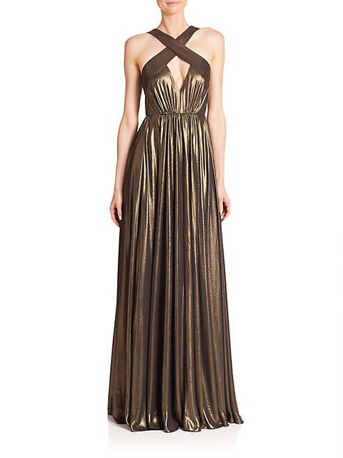 Halston Heritage - Cross Neck Flowy Gown