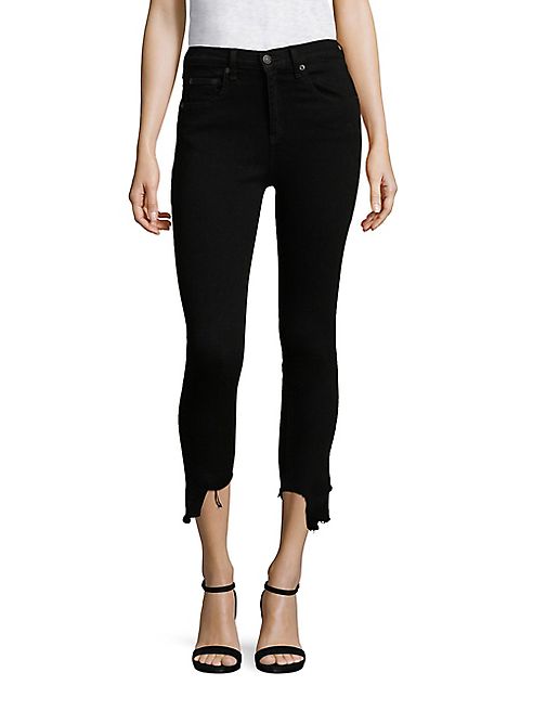 rag & bone/JEAN - High-Rise Step Hem Capri Skinny Jeans/Black Hampton