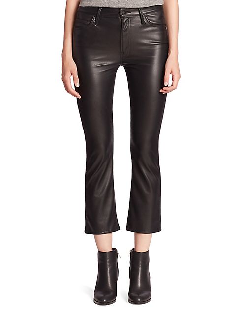 MOTHER - Insider Faux Leather Crop Flared Jeans