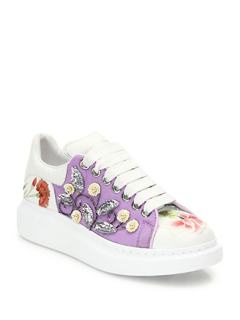 Alexander McQueen - Sequin-Embroidered Leather Platform Sneakers